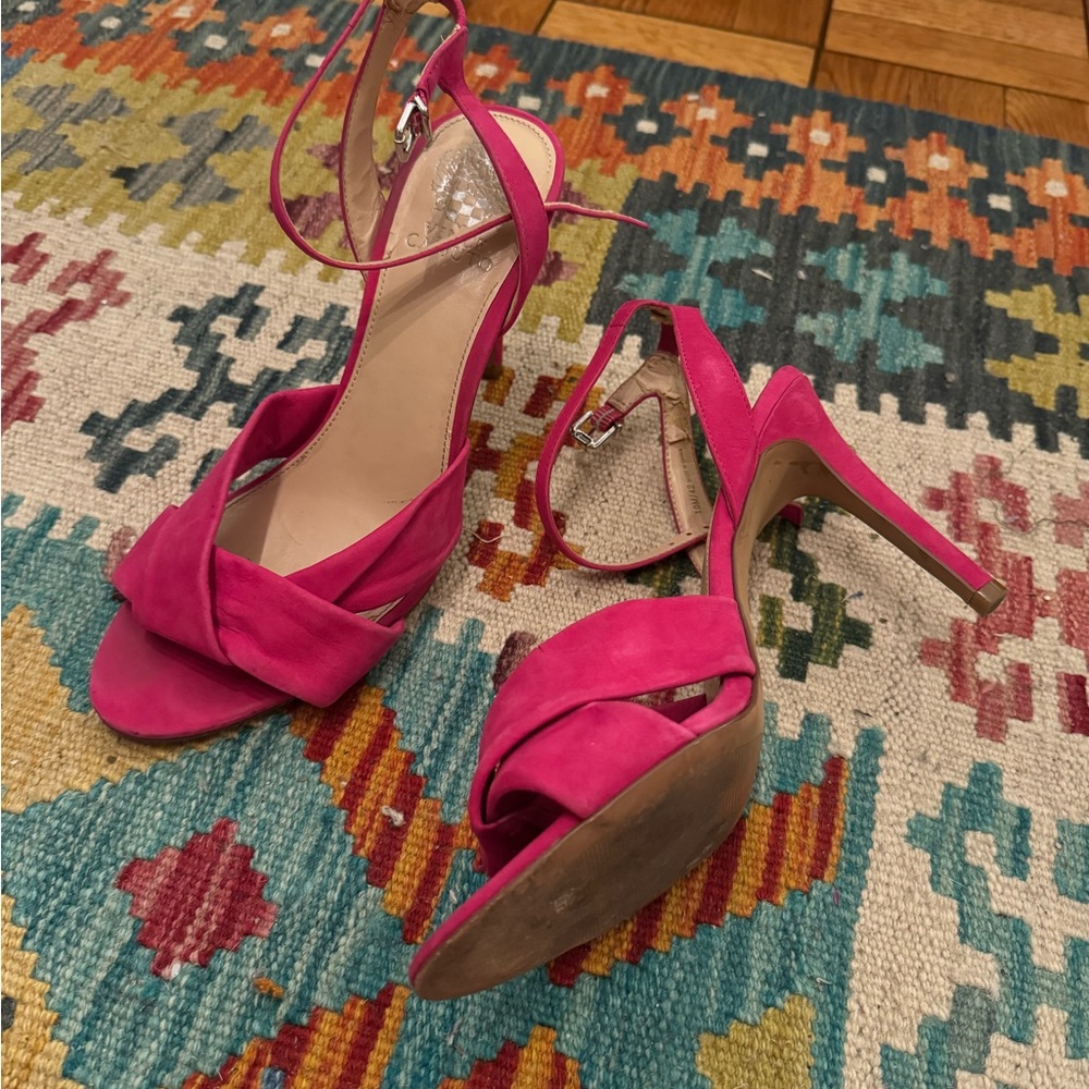 Hot Pink Suede Vince Camuto Strappy Heels